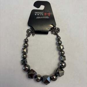Emergency Exit Gunmetal Tone Geometric Statement Choker Necklace NWT